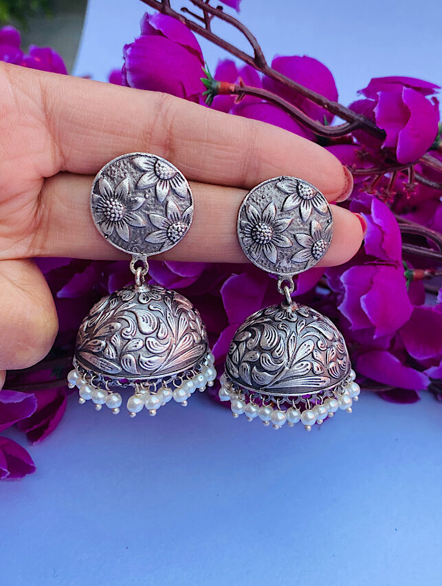 The White Pearl Silver Jhumka