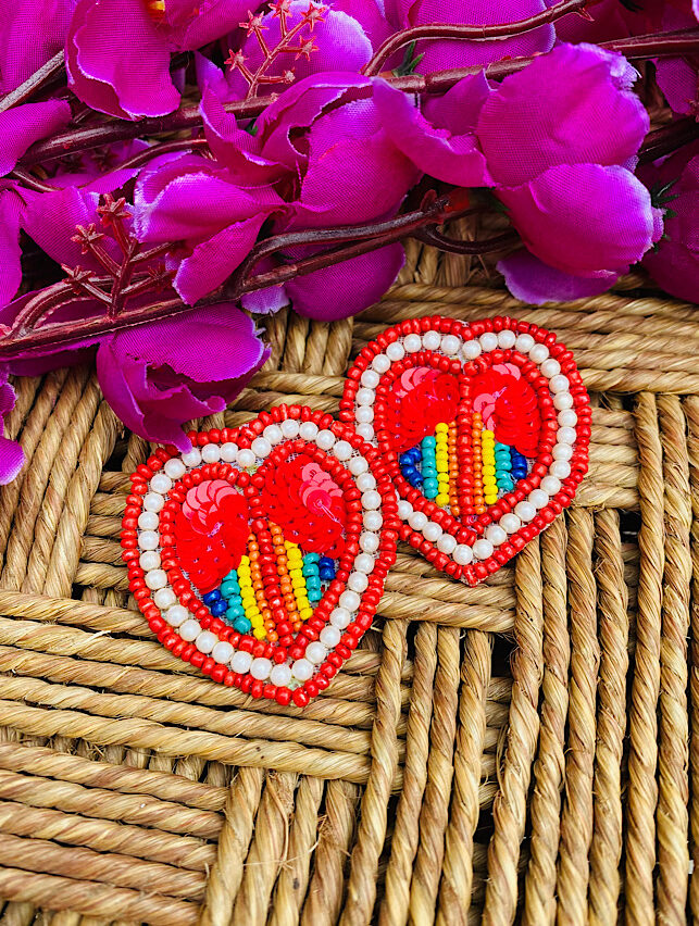 Tribal Handmade- Little Red Heart Earings