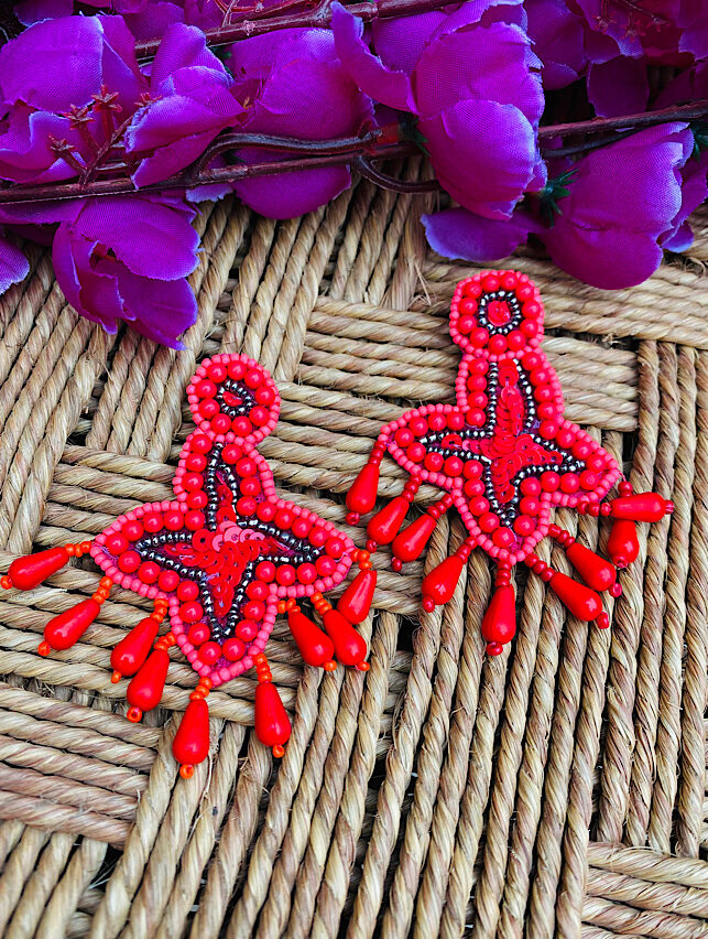 Tribal Handmade – Red Star Earings