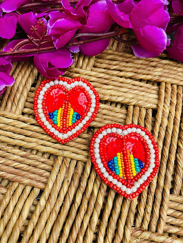 Tribal Handmade- Little Red Heart Earings