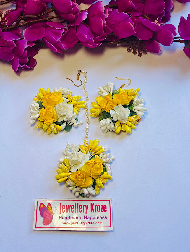 Shakuntala’s Floral – Yellow White Earing Set