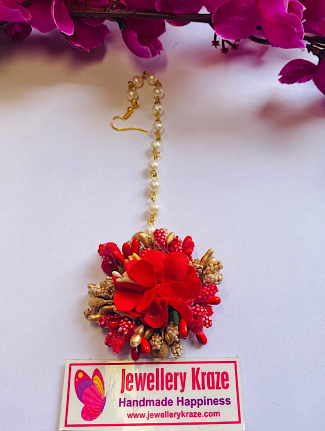 Shakuntala’s Floral – Dreamy Red Gold Floral Maangtikka
