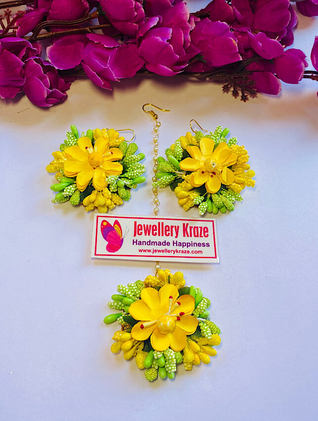 Shakuntala’s Floral – Glorious Red Yellow Earings Set
