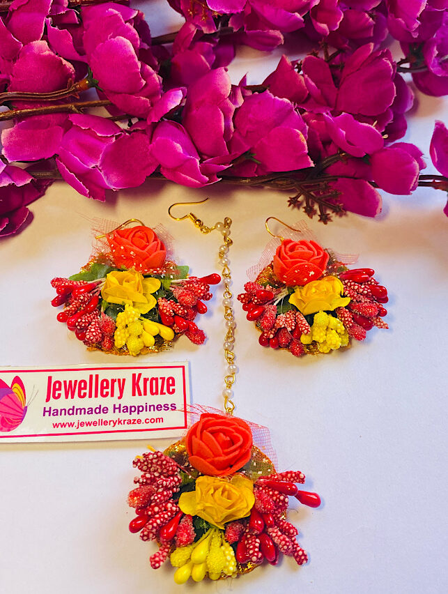 Shakuntala’s Floral – Bright Red Earings Set