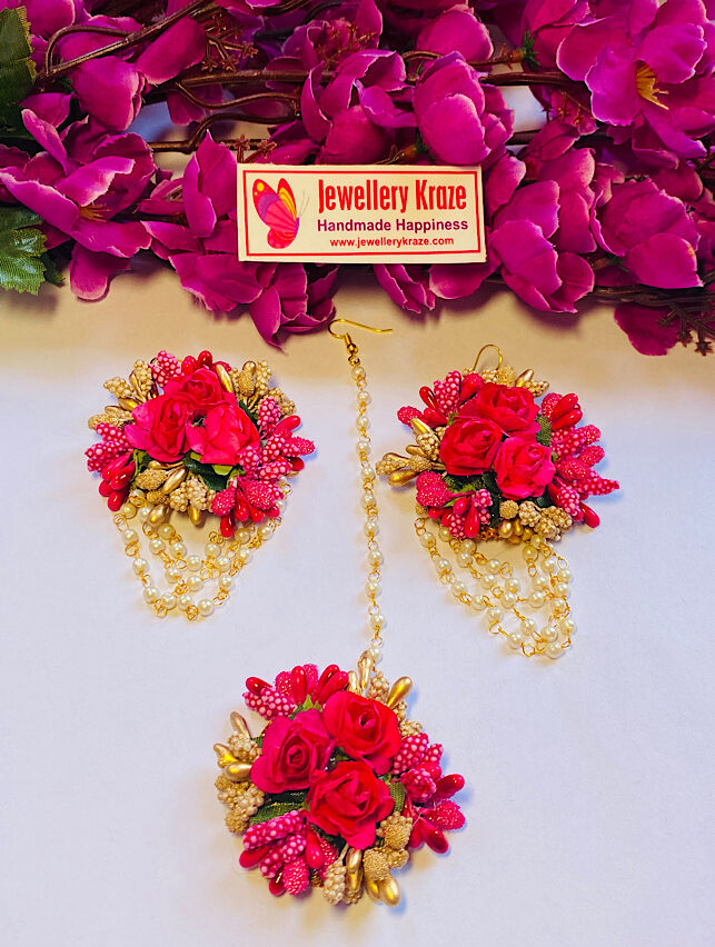 Shakuntala’s Floral – Excotic Red Gold Earings Set