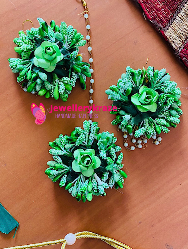Shakuntala’s Floral – Gracefull Green Floral Earings Set