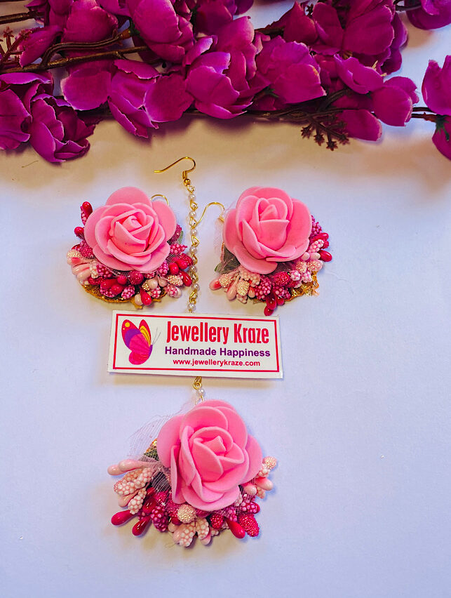 Shakuntala’s Floral – Petite Pink Earings Set