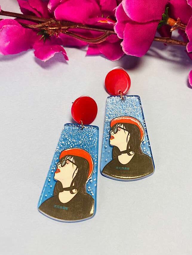 Funky Fashion – Red Hat Woman Earings