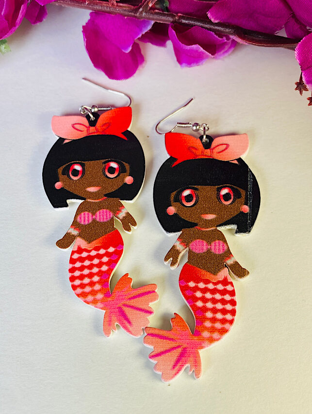 Funky Fashion – Red Bow Mermaid Earings