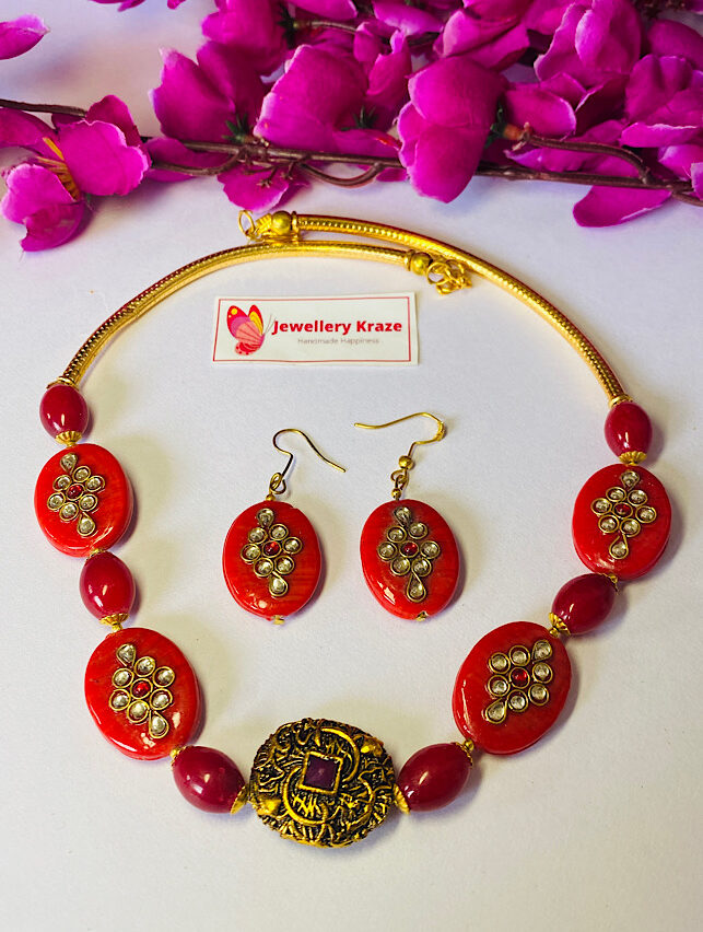 Tribal Handmade – Just Amber Red Necklace Set