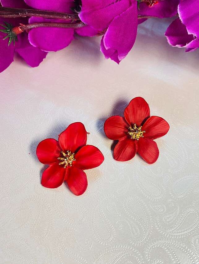 Funky Fashion – Floral Clay Earings Red