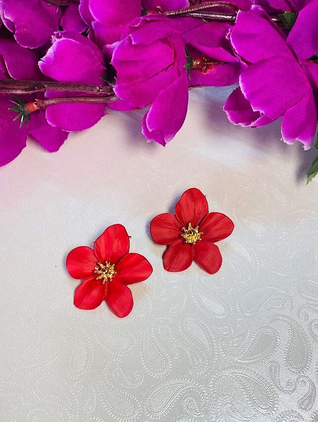 Funky Fashion – Floral Clay Earings Red