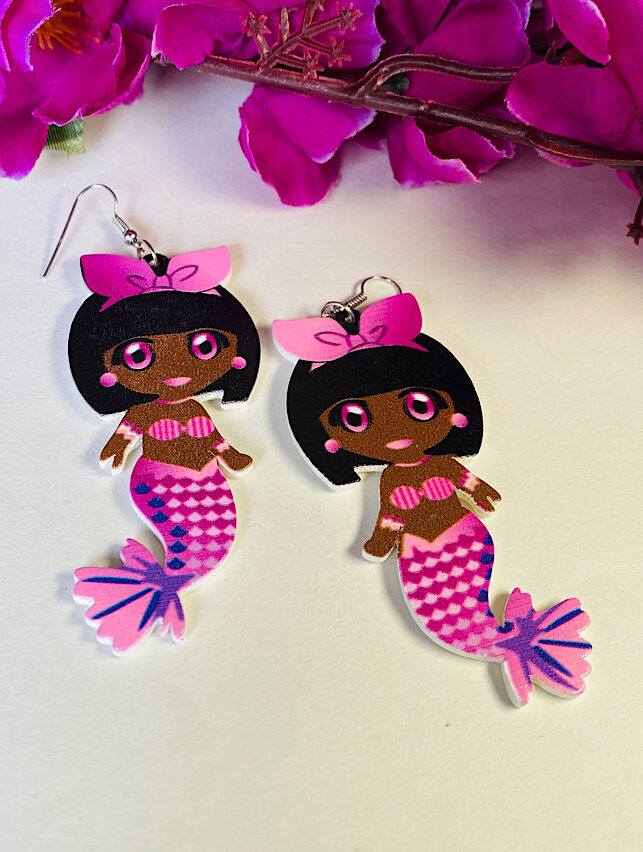 Funky Fashion – Pink Bow Mermaid Earings