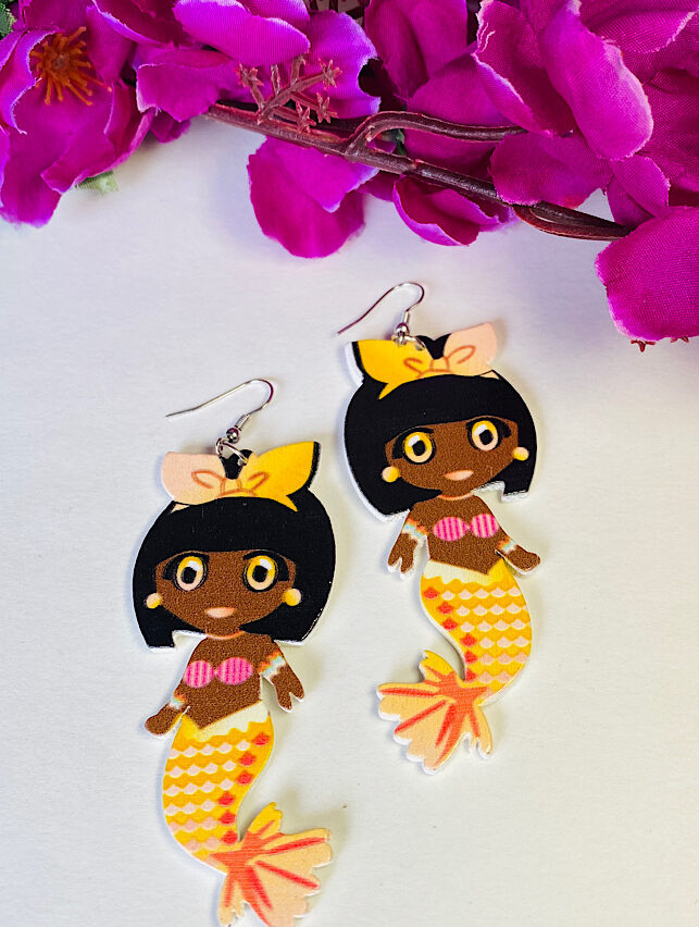 Funky Fashion – Yellow Bow Mermaid Earings