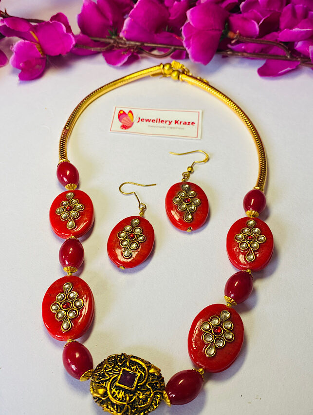 Tribal Handmade – Just Amber Red Necklace Set