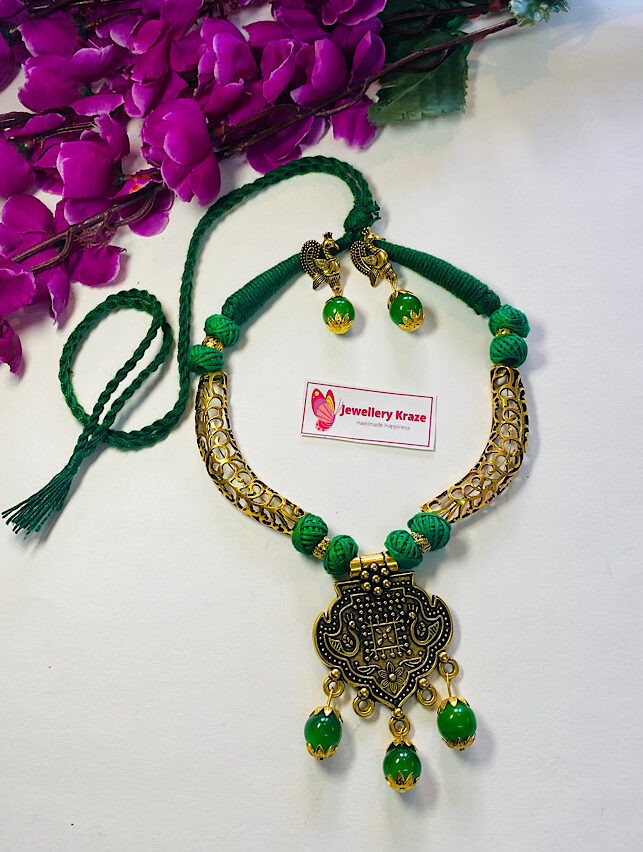 Tribal Handmade – Cotton Beads Green Necklace Set