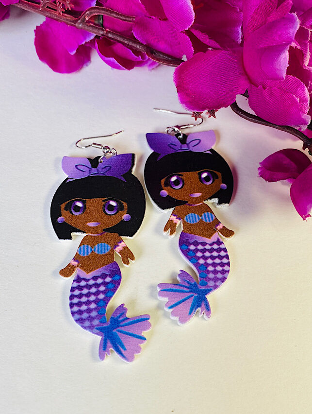 Funky Fashion – Purple Bow Mermaid Earings
