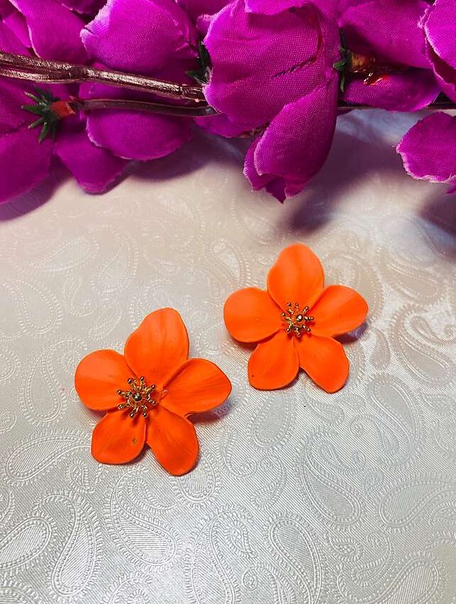 Funky Fashion – Floral Clay Earings Orange