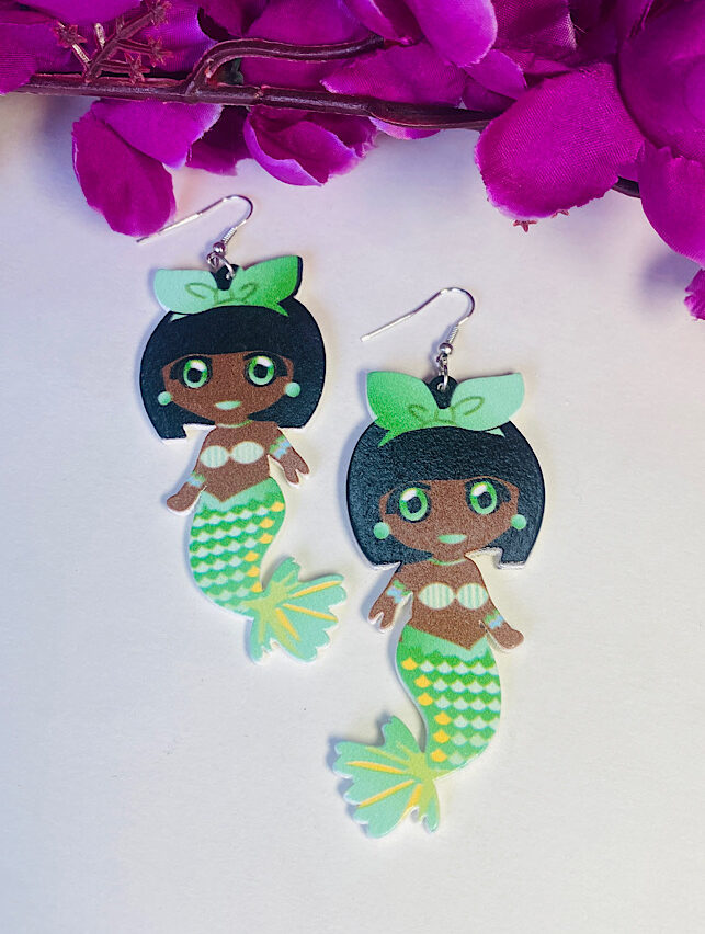 Funky Fashion – Green Bow Mermaid Earings