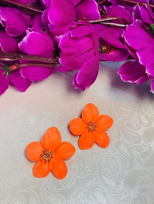 Funky Fashion – Floral Clay Earings Orange