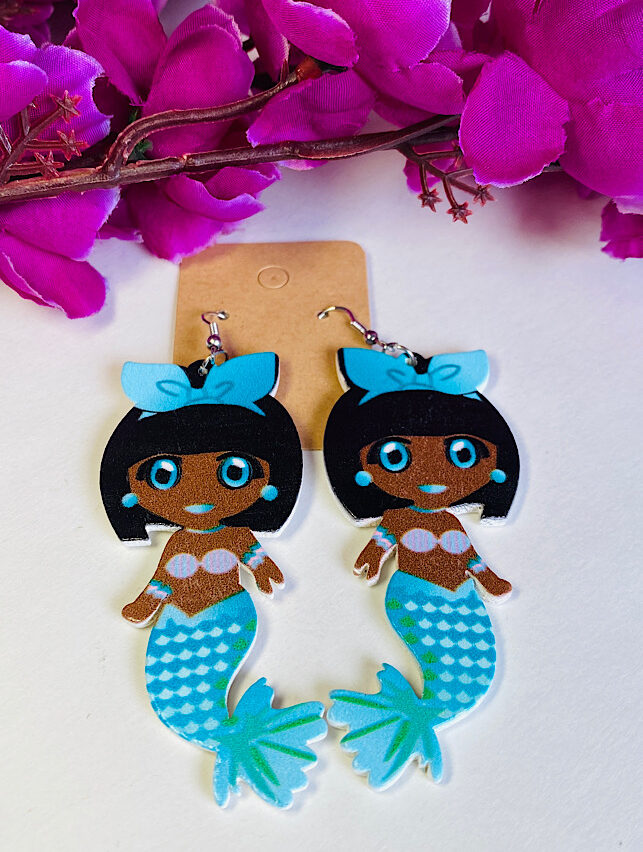 Funky Fashion – Blue Bow Mermaid Earings