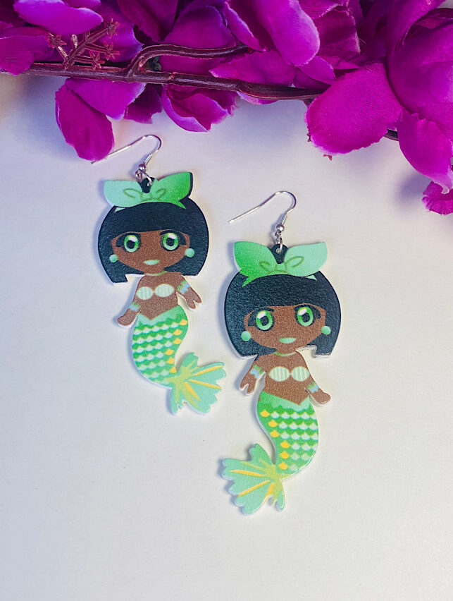 Funky Fashion – Green Bow Mermaid Earings