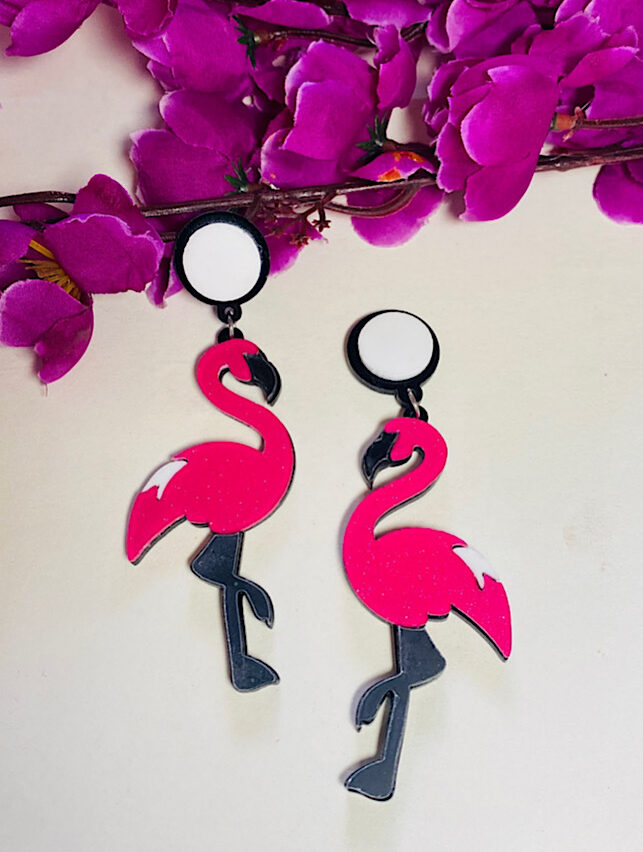 Funky Fashion – Wild Pink Flamingo Earings