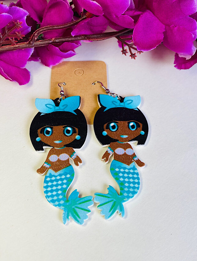 Funky Fashion – Blue Bow Mermaid Earings