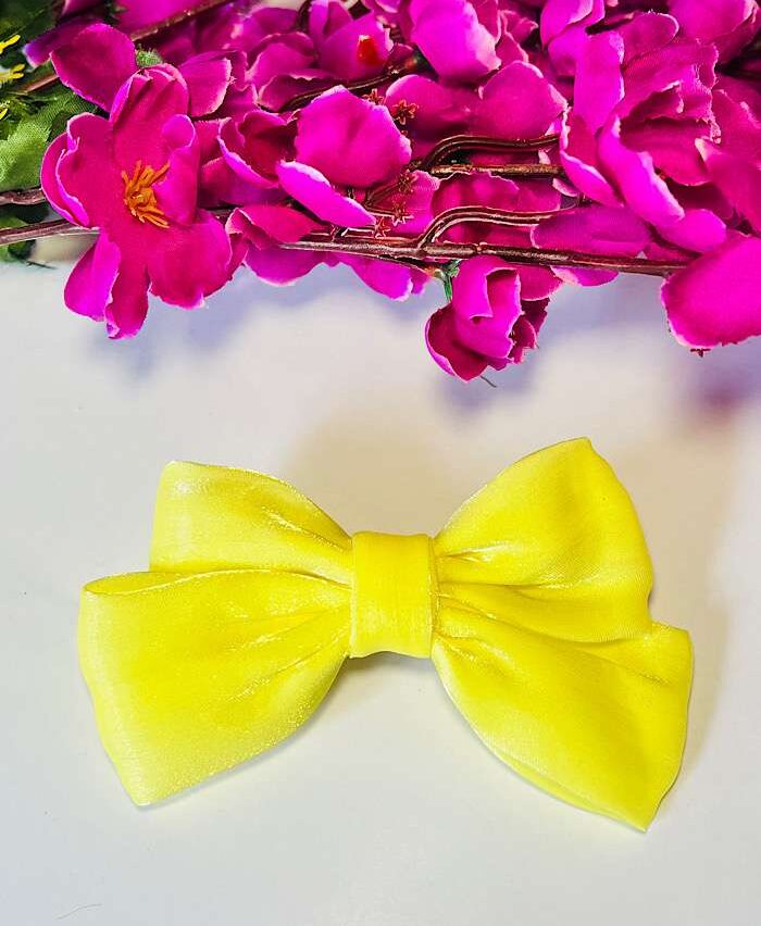 Bow Clips – Satin Shimmer Clip Yellow