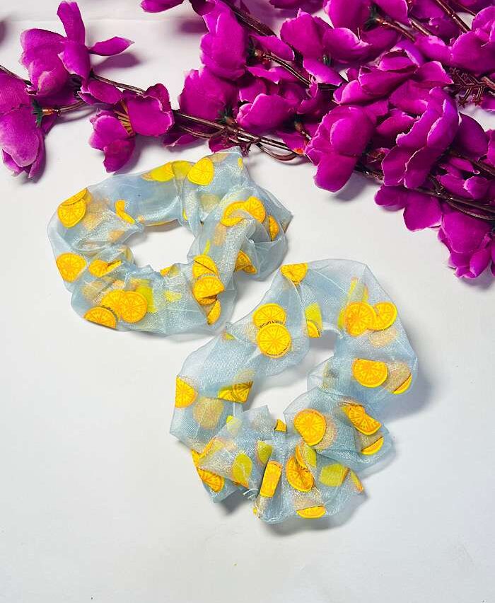 Scrunchies – Pineapple Organza Sea Blue