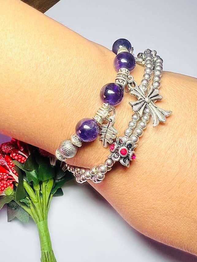 Funky Fashion – Purple Love 3 layer Bracelet