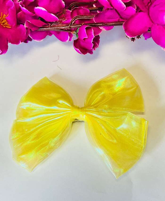 Glossy Bow Clips Yellow