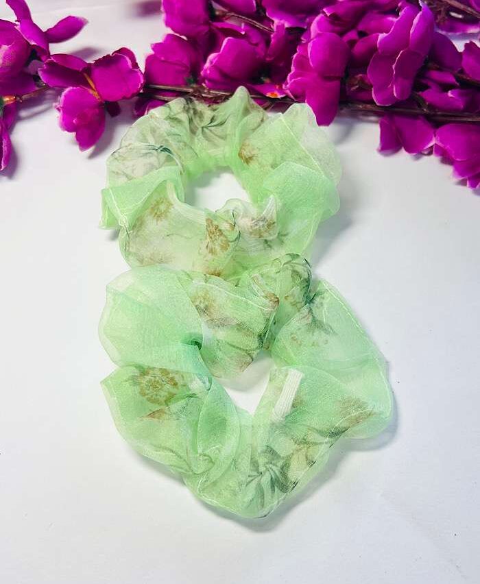 Scrunchies – Floral Blush Green