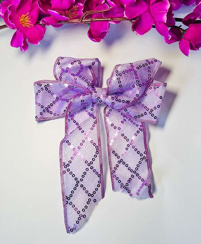 Bow Clips – Sequin Shine Tail Bow Purple