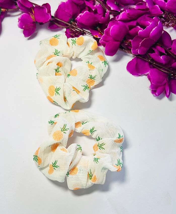 Cute Pinapple Print Scrunchie Orange
