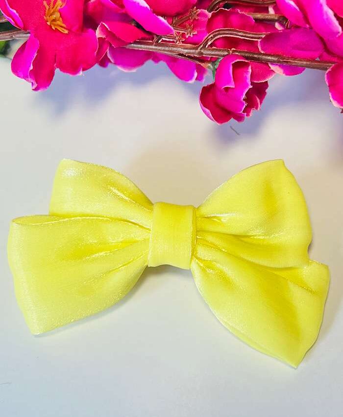 Bow Clips – Satin Shimmer Clip Yellow