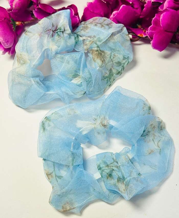 Scrunchies – Floral Blush Blue