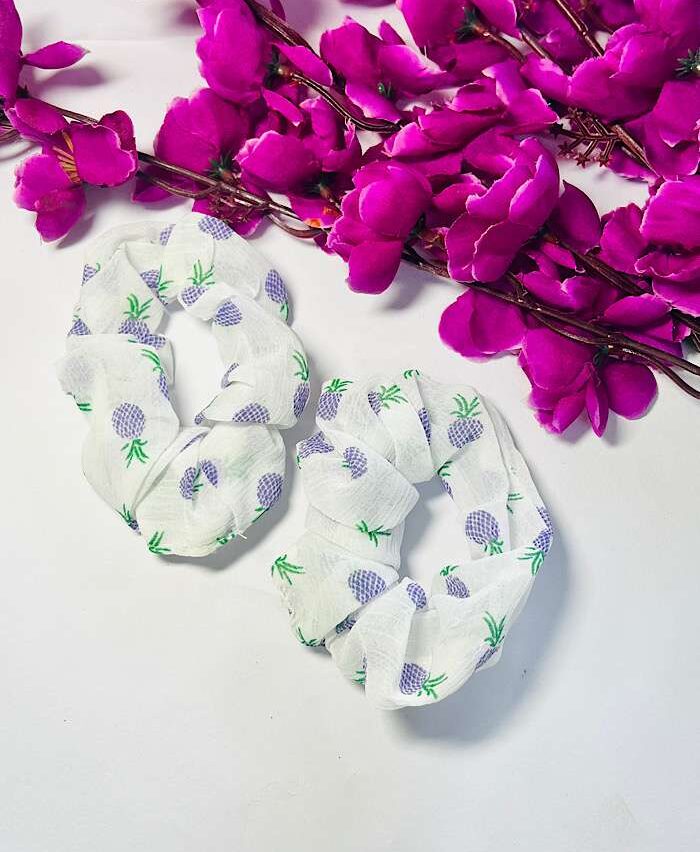 Cute Pinapple Print Scrunchie Purple