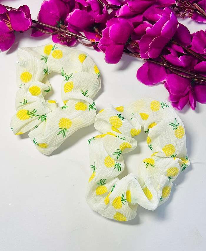 Cute Pinapple Print Scrunchie Yellow