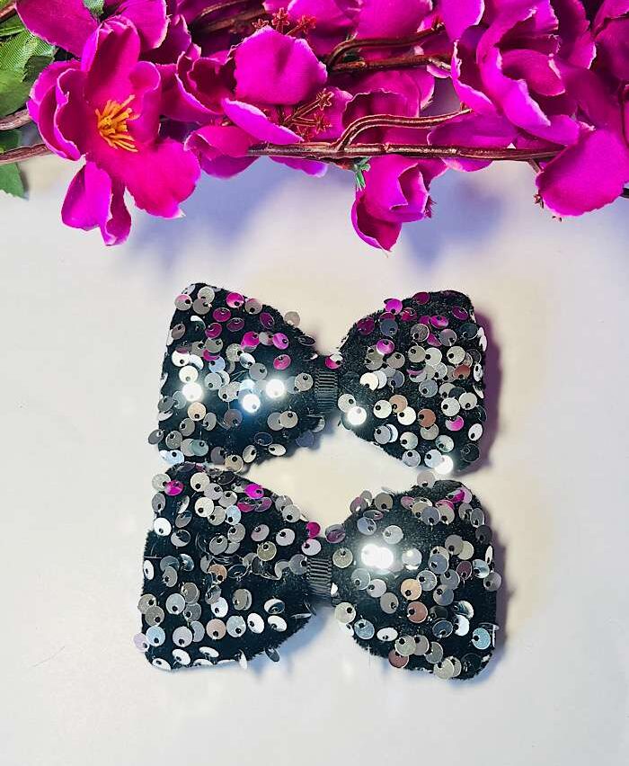 Bow Clips – Premium Sequin Bows Black