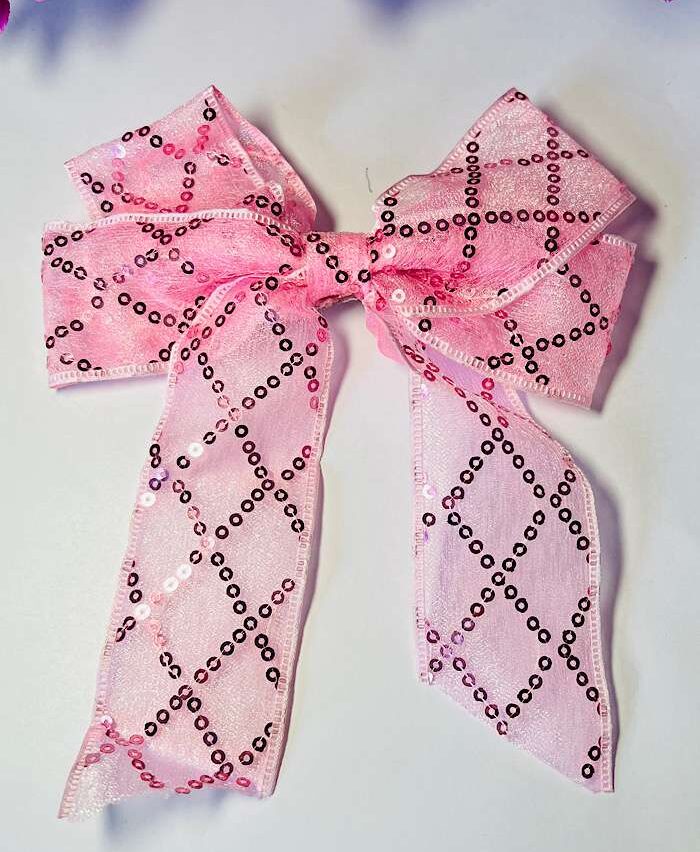 Bow Clips – Sequin Shine Tail Bow Pink