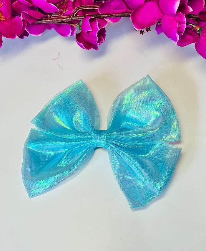 Glossy Bow Clips Blue