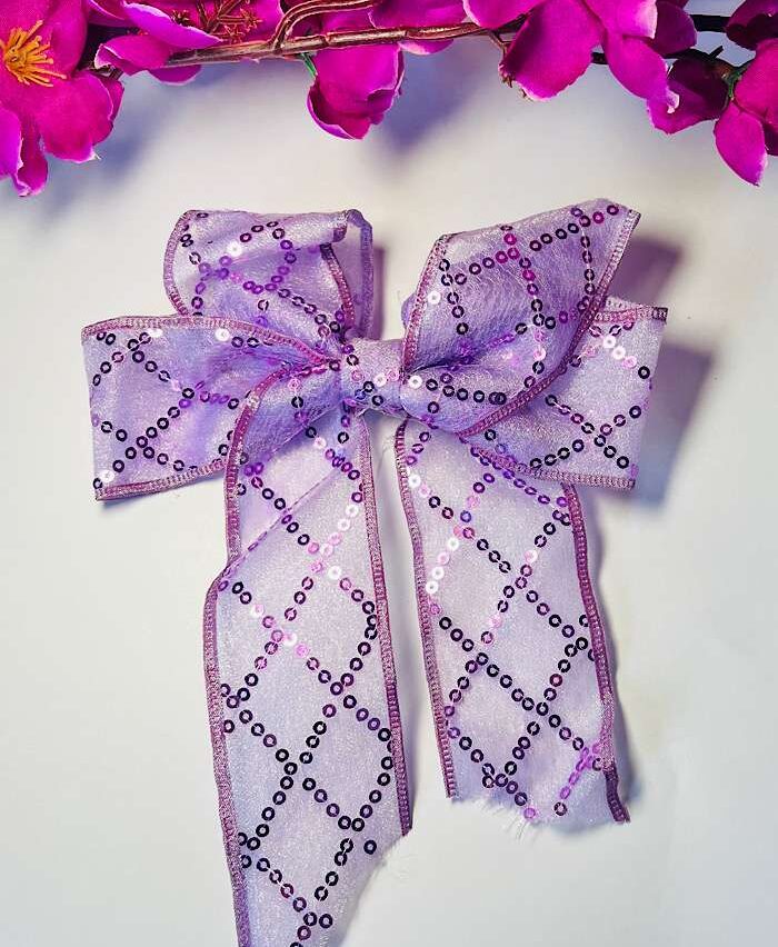 Bow Clips – Sequin Shine Tail Bow Purple