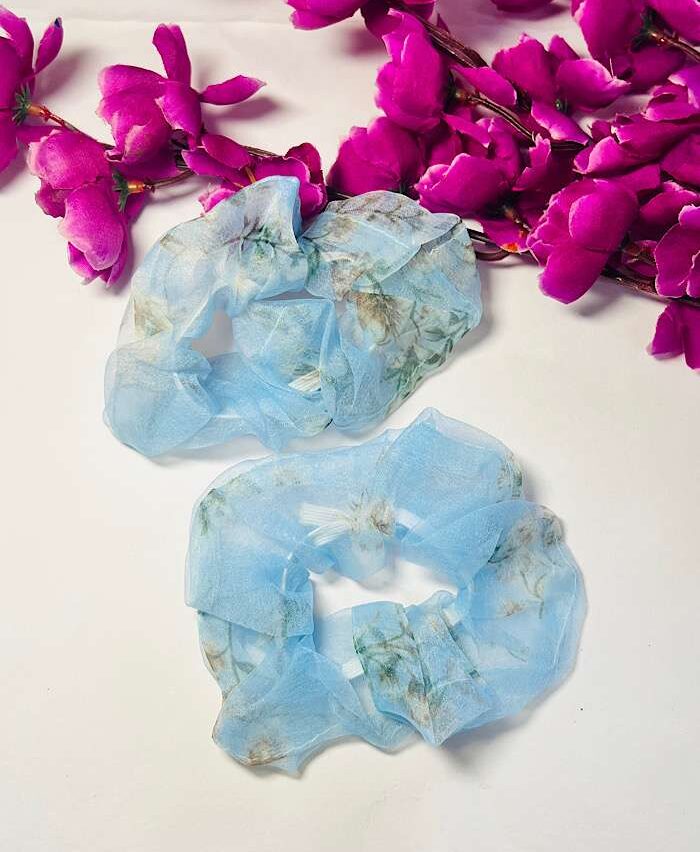 Scrunchies – Floral Blush Blue