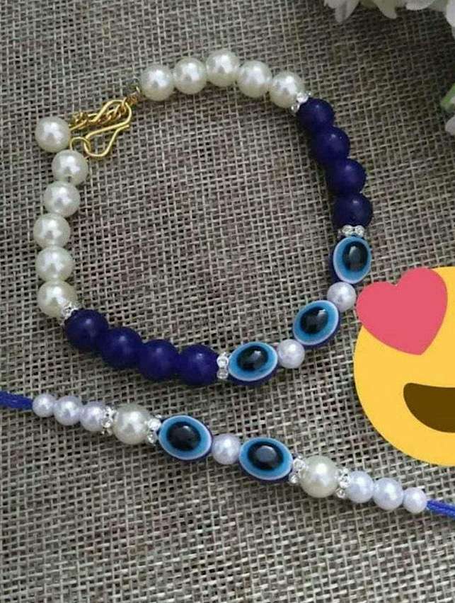 Evil Eye n Pearl Beads – Couple Rakhi