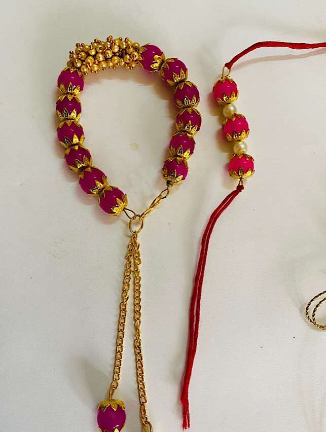 Glass Beads Gold – Couple Rakhi