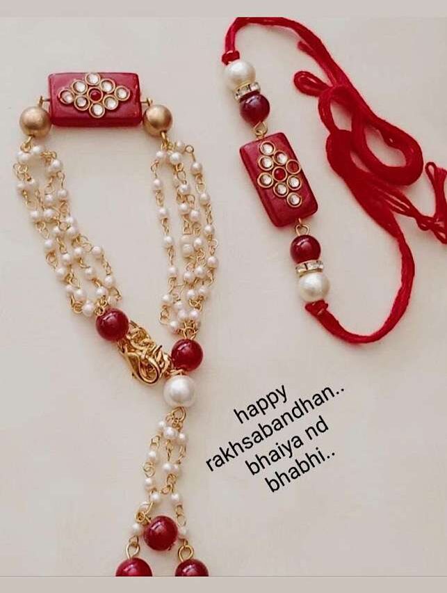 Pearl Chain Beads – Couple Rakhi